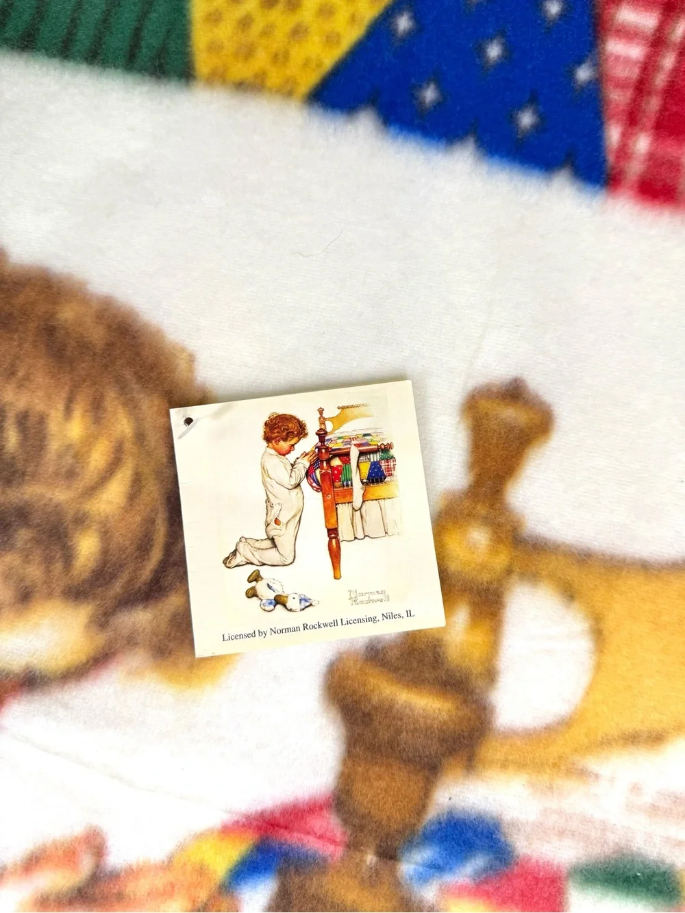 NWT VINTAGE NORMAN ROCKWELL Boys Town Fleece Throw Blanket Lay Me Down To Sleep
